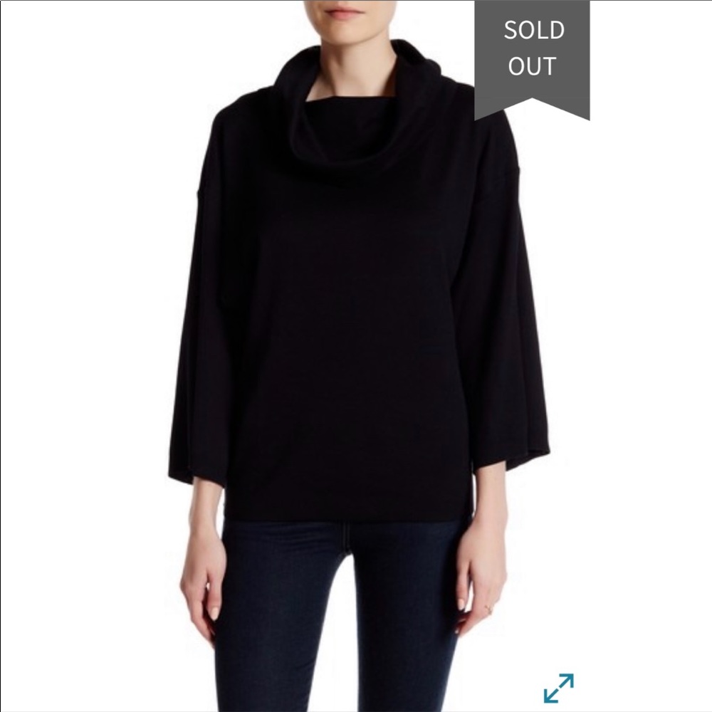 Joan Vass Studio Black Cowl Funnel Neck Sweater S